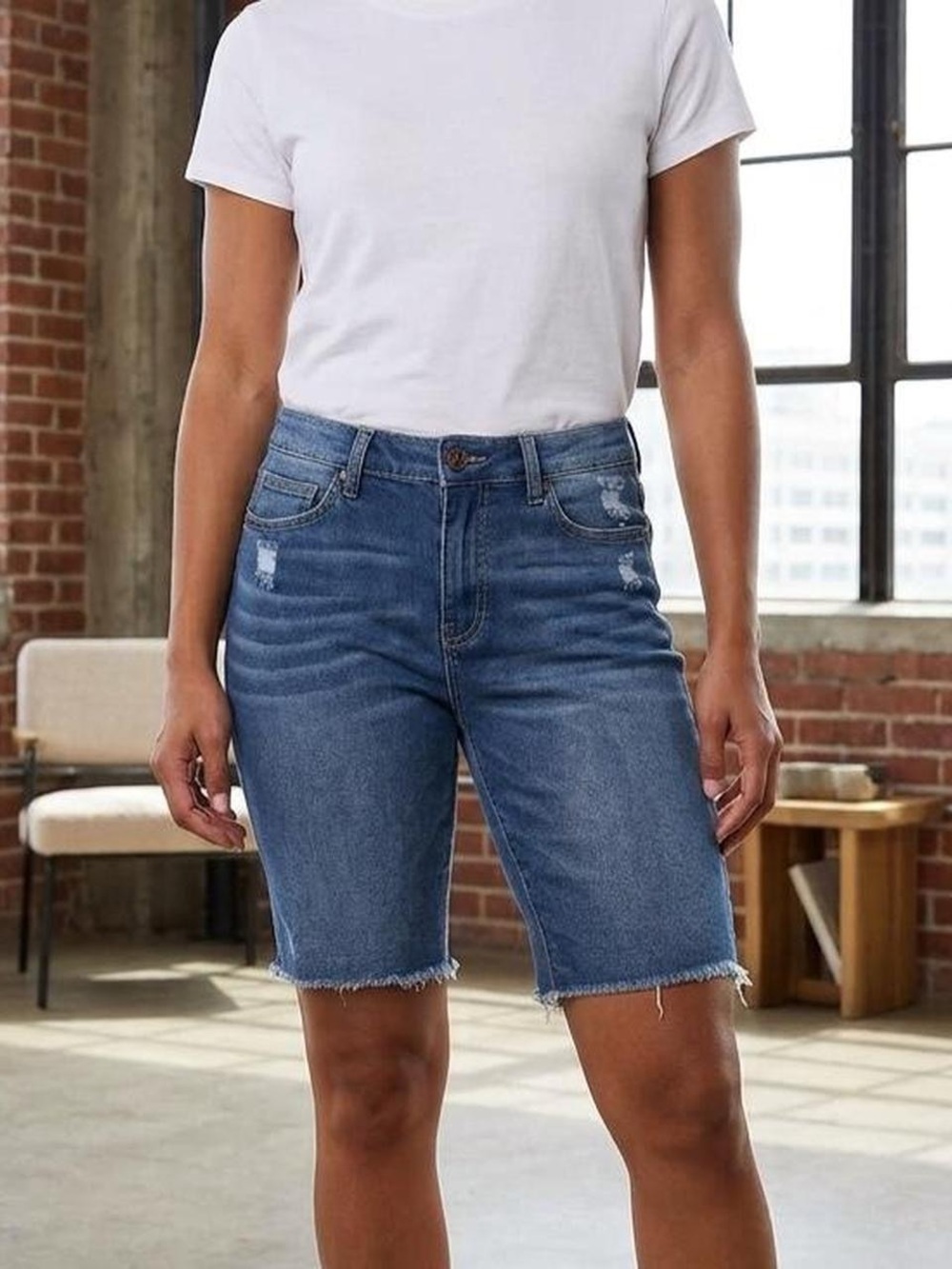 Kendall & Kylie Blue High-Rise Denim Shorts